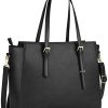 NEWHEY Sac Cabas Femmes Grand PU Cuir Sac de Cours NEWHEY Sac Cabas Femmes Grand PU Cuir Sac de Cours Sac Ordinateur Portable Sac a Main pour Les Cours Lycee 15.6 Pouces Noir