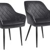 SONGMICS Chaises de Salle à Manger, Lot de 2, Fauteuils, SONGMICS Chaises de Salle à Manger, Lot de 2, Fauteuils, Sièges rembourrées, accoudoirs, Largeur d’Assise 49 cm, Pieds en métal, Velours, Charge 110 kg, pour Salon, Chambre, Gris LDC088G02
