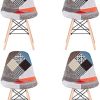Sim Luxury Lot de 4 chaises de salle à manger en patchwork avec pieds en hêtre et dossier haut pour chambre à coucher, salon, cuisine (rouge)
