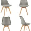 VADIM Chaise Scandinave Grise Lot de 4, Chaises De Cuisine Rétro Tulipe Rembourrée, Chaise Salle à Manger Pied en Bois