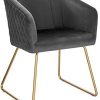 WOLTU 1 Chaise de Salle à Manger Chaise de Cuisine Chaise Salon en Velours,Fauteuil Chaise Pieds en métal doré,Gris Foncé BH271dgr-1