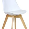 WOLTU 1 X Chaise Salle à Manger Chaise de Cuisine en Similicuir + Plastique + Bois,Blanc BH29ws-1