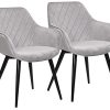 WOLTU 2 Chaises de Salon Chaises de Salle à Manger matière en Velours et métal,BH153gr-2 Gris