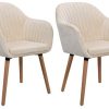 WOLTU 2 X Chaises de Salle à Manger Crème Assise en Velours Chaise pour Cuisine/Salon/Café,BH95cm-2