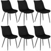 WOLTU Lot de 6 Chaises de Salle à Manger Chaises de Repas rembourrée en Velours piétement en métal,Chaise de Salon Noir BH209sz-6