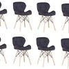 Zmall Lot de 8 chaises de salle à manger rembourrées Zmall Lot de 8 chaises de salle à manger rembourrées en lin avec pieds en bois, coussin d'assise doux pour maison, restaurant, réception, coin salon