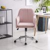 Zoyo Rose Chaise de Bureau en Velours Ergonomique Fauteuil Chaise D'ordinateur Pivotant Chaise de Travail Réglable Chaise de Manucure avec Fonction d'inclinaison (Rose avec Bras)