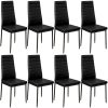 tectake 800881 Lot de 8 Chaises de Salle à Manger 41x45x98,5cm Design épuré Cadre en Acier - Diverses Couleurs (Noir)