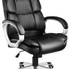 tectake Fauteuil de Bureau, Bascule Mécanique Verrouillable et Réglable, Structure tectake Fauteuil de Bureau, Bascule Mécanique Verrouillable et Réglable, Structure Stable et Pivotante à 360°, Forme Ergonomique, Accoudoirs Larges et Arqués, Noir