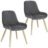 Lestarain Lot de 2 Chaises de Salle à Manger avec Dossier Chaise de Cuisine Rétro Chaise de Salon Assise en Velours et Pieds en Métal,Gris foncé
