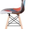 Lot de 4 chaises de salle à manger avec revêtement en tissu patchwork moderne de style nordique et cadre en bois de style scandinave