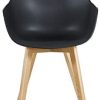 Lot de 4 Chaise Salle à Manger, H.J WeDoo Fauteuils Scandinave de Chaise latérale Design rétro avec Jambe de Bois de hêtre Massif - Noir