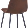 JaHECOME Lot de 4 chaises de salle à manger style scandinave vintage en daim synthétique avec dossier et pieds en acier (marron, 4)