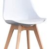 Ensemble de chaises de Salle à Manger 2/4 Chaise de Bureau à Domicile avec siège rembourré Pieds en Bois pour Salle à Manger Cuisine Salon Chambre Maison Cuisine Meubles (White)