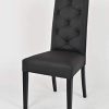 315RDU0GEEL._AC_.jpg Tommychairs - Set 4 chaises Chantal pour Cuisine et Salle à Manger, Structure en Bois de hêtre peindré en Noir, Assise et Dossier rembourrés et revêtus en Cuir Artificiel Noir avec Boutons