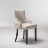 PS Global Ensemble de 2 chaises de salle à manger de luxe Grace, clous chromés faciles à assembler, dossier capitonné, dossier profond, velours en peluche neuf (crème)