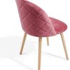 Chaise de Salle à Manger en Velours - Lot de 2, 4, 6, 8, Pieds en Bois Hêtre, Style Moderne, Couleurs au Choix - Chaise Scandinave pour Salon, Chambre, Cuisine, Bureau (Lot de 8, Rose)