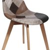 THE HOME DECO FACTORY HD6137 Lot De 2 Chaises Salon Salle A Manger Patchwork Multicolore Bois PU Scandinave, Polyuréthane, 46x85x55 cm