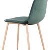 ZMALL Lot de 4 chaises de salle à manger en velours avec pieds en bois pour maison, cuisine, salon, salle à manger, vert