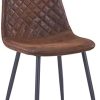 JaHECOME Lot de 4 chaises de salle à manger style scandinave vintage en daim synthétique avec dossier et pieds en acier (marron, 4)