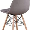 Mid-Century Lot de 4 chaises de cuisine modernes ergonomiques avec pieds en bois de hêtre pour salle à manger avec boucle pour le salon, la chambre à coucher (gris – tissu velours)