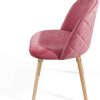 Chaise de Salle à Manger en Velours - Lot de 2, 4, 6, 8, Pieds en Bois Hêtre, Style Moderne, Couleurs au Choix - Chaise Scandinave pour Salon, Chambre, Cuisine, Bureau (Lot de 8, Rose)