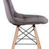Mid-Century Lot de 4 chaises de cuisine modernes ergonomiques avec pieds en bois de hêtre pour salle à manger avec boucle pour le salon, la chambre à coucher (gris – tissu velours)