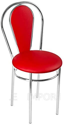 Chaise de Salle à Manger avec Pieds en Métal BSD Design Moderne Chaise de Salle à Manger en Cuir Faux Venus Chrome Couleur: Orange 