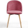 Chaise de Salle à Manger en Velours - Lot de 2, 4, 6, 8, Pieds en Bois Hêtre, Style Moderne, Couleurs au Choix - Chaise Scandinave pour Salon, Chambre, Cuisine, Bureau (Lot de 8, Rose)