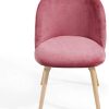 Chaise de Salle à Manger en Velours - Lot de 2, 4, 6, 8, Pieds en Bois Hêtre, Style Moderne, Couleurs au Choix - Chaise Scandinave pour Salon, Chambre, Cuisine, Bureau (Lot de 8, Rose)