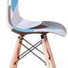 EGOONM Lot de 4 Chaise de Salle à Manger Multicolor Patchwork,Chaises en Tissu de Lin Loisirs Salon,Chaises avec Dossier à Coussin Souple (Bleu)