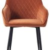 JYMTOM Lot de 2 Chaises en Velours au Style Moderne avec Dossier et Accoudoirs et Des Pieds en Métal (Orange)