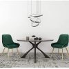 Lestarain Lot de 2 Chaises de Salle à Manger avec Dossier Chaise de Cuisine Rétro Chaise de Salon Assise en Velours et Pieds en Métal,Vert foncé