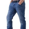 417h7qPwFYL._AC_.jpg Hommes Crosshatch Techno Jeans Délavé Foncé Ciselé Pantalon Jeans Avec Ceinture Gratuite