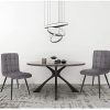 Lestarain Lot de 6 Chaises de Salle à Manger Rétro Chaises de Cuisine Chaises de Salon Rembourrée en Lin,Pied en métal,Chaises avec Dossier Gris Foncé