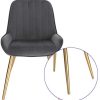 Lestarain Lot de 2 Chaises de Salle à Manger avec Dossier Chaise de Cuisine Rétro Chaise de Salon Assise en Velours et Pieds en Métal,Gris foncé