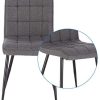 Lestarain Lot de 6 Chaises de Salle à Manger Rétro Chaises de Cuisine Chaises de Salon Rembourrée en Lin,Pied en métal,Chaises avec Dossier Gris Foncé