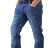 41EHKIzrnHL._AC_.jpg Hommes Crosshatch Techno Jeans Délavé Foncé Ciselé Pantalon Jeans Avec Ceinture Gratuite