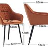 JYMTOM Lot de 2 Chaises en Velours au Style Moderne avec Dossier et Accoudoirs et Des Pieds en Métal (Orange)