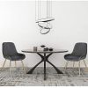 Lestarain Lot de 2 Chaises de Salle à Manger avec Dossier Chaise de Cuisine Rétro Chaise de Salon Assise en Velours et Pieds en Métal,Gris foncé