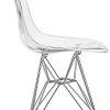 Lot de 6 Ghost Chaises en Acrylique Polycarbonate + Acier pour Salle à Manger, Salon, 46 x 40 x 86 cm, Transparent
