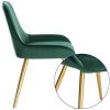 Lestarain Lot de 2 Chaises de Salle à Manger avec Dossier Chaise de Cuisine Rétro Chaise de Salon Assise en Velours et Pieds en Métal,Vert foncé
