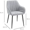 HOMCOM Chaises de Visiteur Design scandinave - Lot de 2 chaises - Pieds effilés métal Noir - Assise Dossier accoudoirs ergonomiques Lin Gris