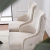 PS Global Ensemble de 2 chaises de salle à manger de luxe Grace, clous chromés faciles à assembler, dossier capitonné, dossier profond, velours en peluche neuf (crème)