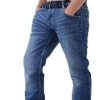 41PiL1B6DpL._AC_.jpg Hommes Crosshatch Techno Jeans Délavé Foncé Ciselé Pantalon Jeans Avec Ceinture Gratuite