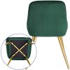Lestarain Lot de 2 Chaises de Salle à Manger avec Dossier Chaise de Cuisine Rétro Chaise de Salon Assise en Velours et Pieds en Métal,Vert foncé