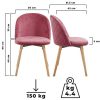 Chaise de Salle à Manger en Velours - Lot de 2, 4, 6, 8, Pieds en Bois Hêtre, Style Moderne, Couleurs au Choix - Chaise Scandinave pour Salon, Chambre, Cuisine, Bureau (Lot de 8, Rose)