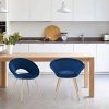 WOLTU Lot de 2 Chaises de Salle à Manger avec Velours siège et métal Pieds,Chaise de Chambre à Coucher Bleu BH230bl-2