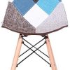 EGOONM Lot de 4 Chaise de Salle à Manger Multicolor Patchwork,Chaises en Tissu de Lin Loisirs Salon,Chaises avec Dossier à Coussin Souple (Bleu)