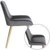 Lestarain Lot de 2 Chaises de Salle à Manger avec Dossier Chaise de Cuisine Rétro Chaise de Salon Assise en Velours et Pieds en Métal,Gris foncé